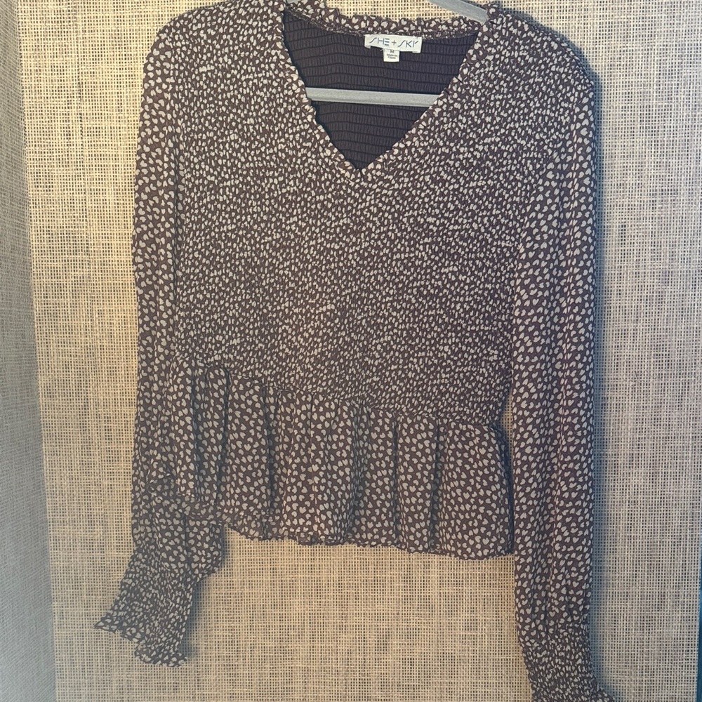 She + Sky Black and White Patterned Blouse